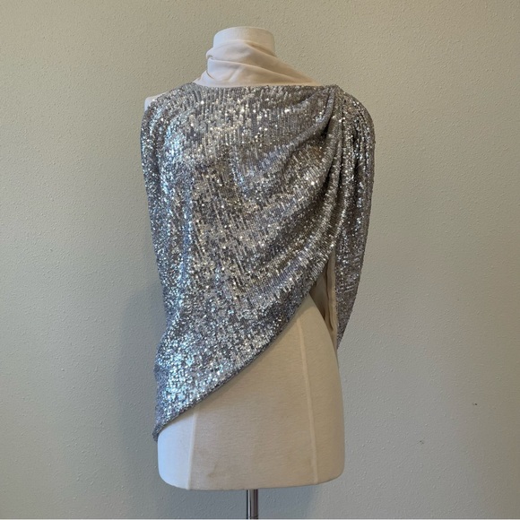 ❌SOLD❌Magda Butrym Sequin Silver Cape Blouse - Picture 10 of 10